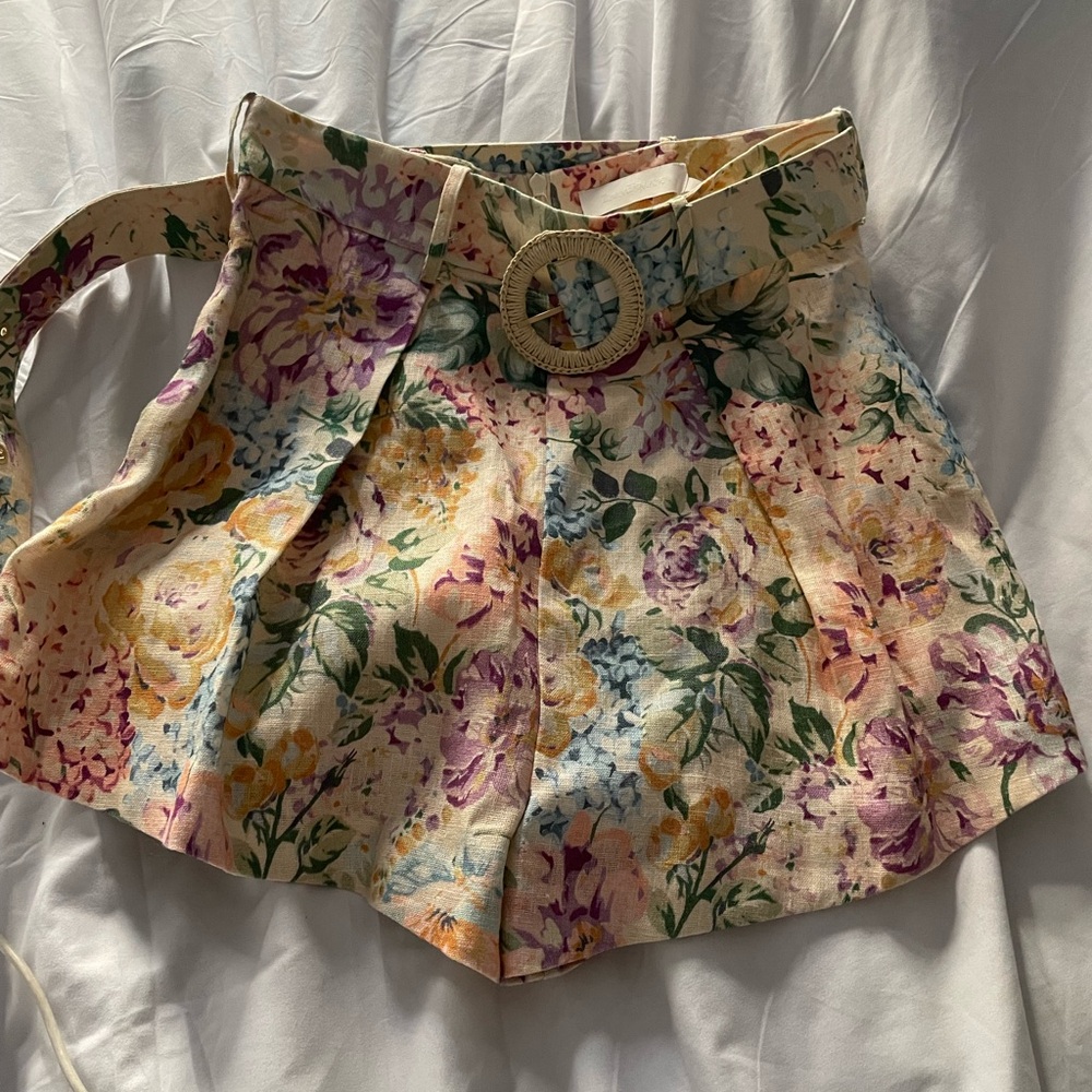 Zimmerman Floral Linen Shorts size 1